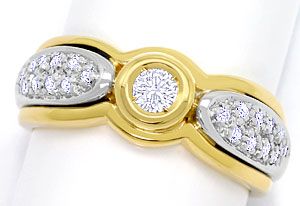Foto 1 - Brillant-Diamantring in Gelbgold-Weißgold, 21Diamanten, S3591