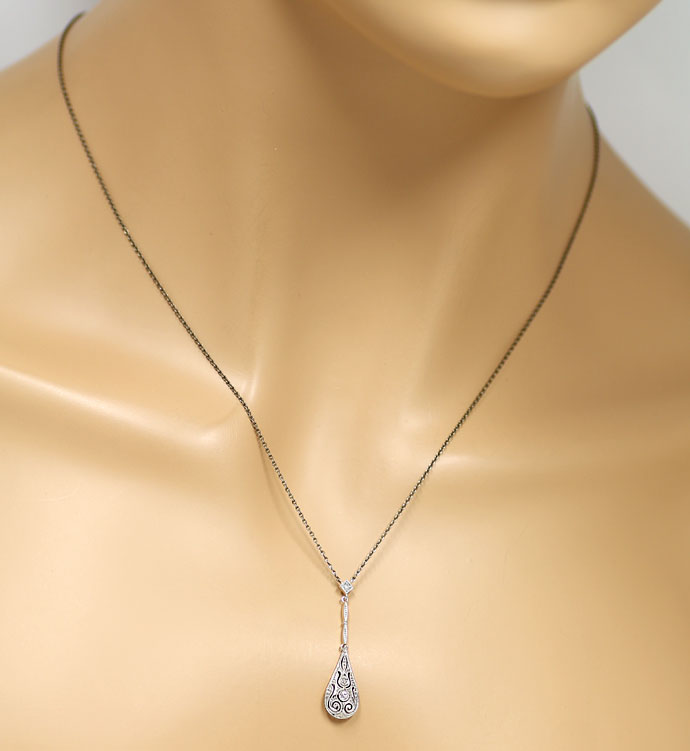 Foto 4 - Antikes, filigranes Art Deco Diamanten Schenkel Collier, S9795